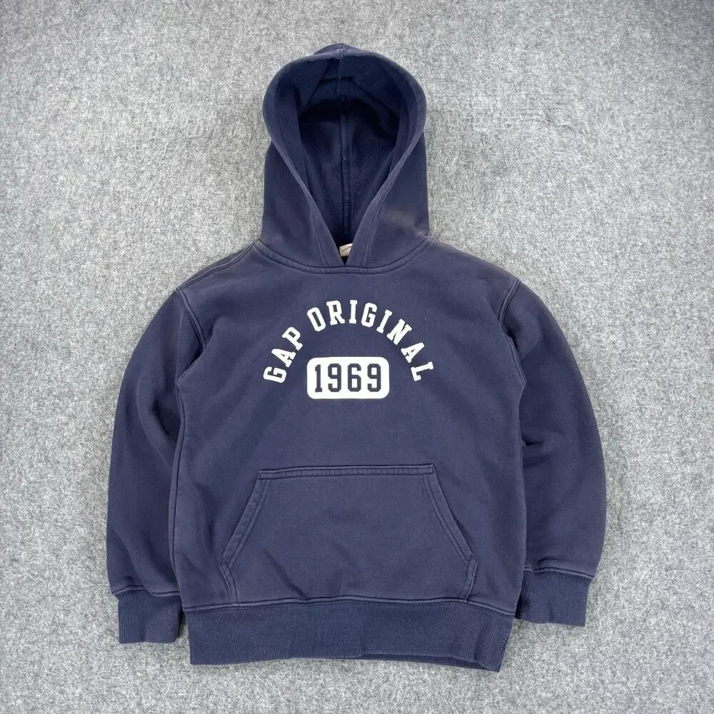 Gap Kids Original 1969 Hoodie Navy Blue Pullover Sweatshirt Fleece Youth Large
